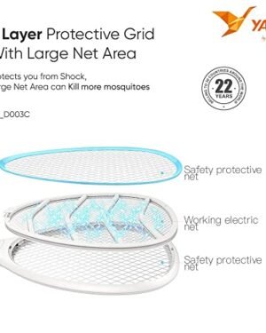 Mosquito Swatter Racket with 500 mAh Lithium USB Chargeable Battery