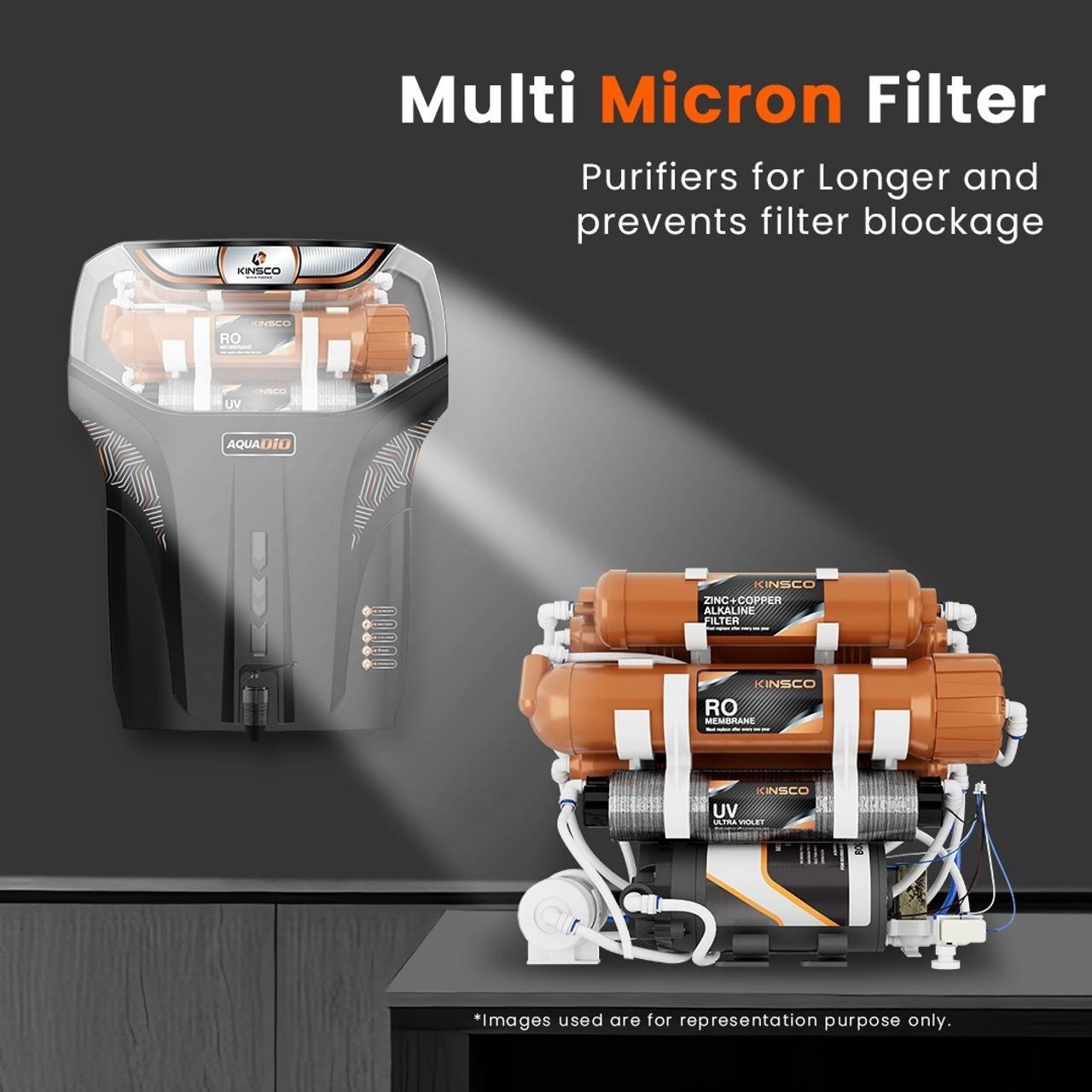 Kinsco Aqua Dio ISI Mark Ro 15 L RO + UV + CU Guard + Alkaline Enhancer + Mineral Water Purifier (Black) - Image 7