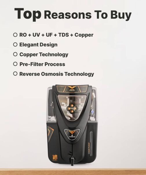 Kinsco Aqua Flame 18 Litre Copper RO 18 L RO + UV + UF + TDS + Copper Water Purifier  (Black) - Image 6