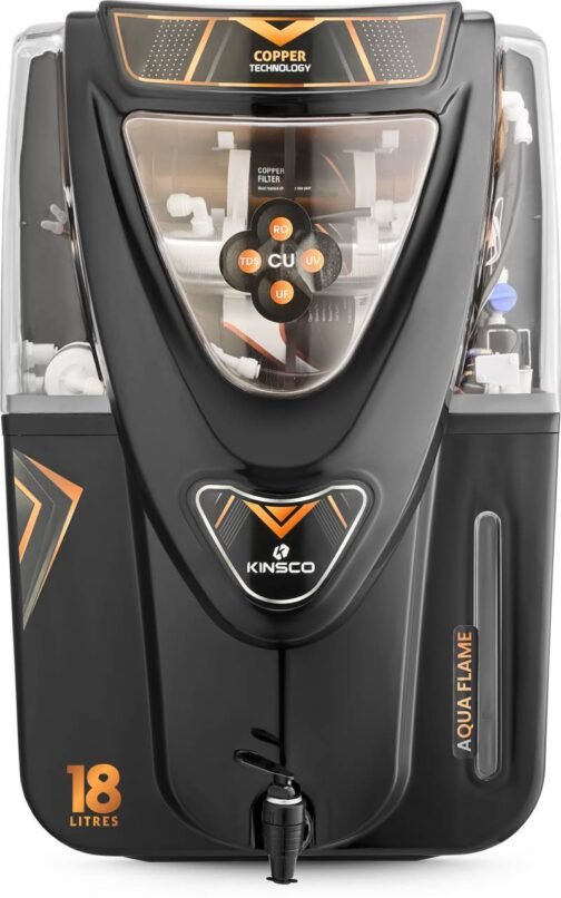 Kinsco Aqua Flame 18 Litre Tds Adjuster Copper Ro With ISI Mark 15 L RO + UV + UF + Minerals + Copper Water Purifier  (Black) - Image 2