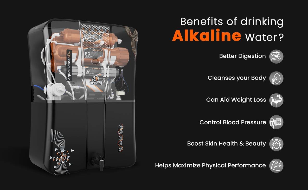 Kinsco Aqua Flame Pro ISI Mark with Zinc Copper and Alkaline Tds Adjuster 15 L RO + UV + UF + Copper Guard + pH enhancer Water Purifier (Black) - Image 2