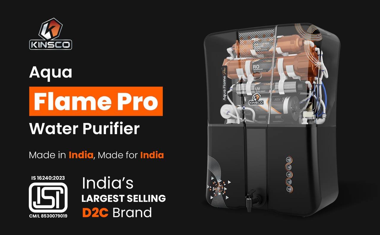 Kinsco Aqua Flame Pro ISI Mark with Zinc Copper and Alkaline Tds Adjuster 15 L RO + UV + UF + Copper Guard + pH enhancer Water Purifier (Black) - Image 5