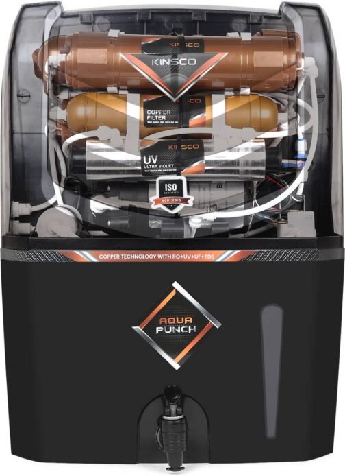 Kinsco Aqua Punch 15 L RO + UV + UF + Copper + TDS Control Water Purifier with Prefilter  (Black) - Image 2