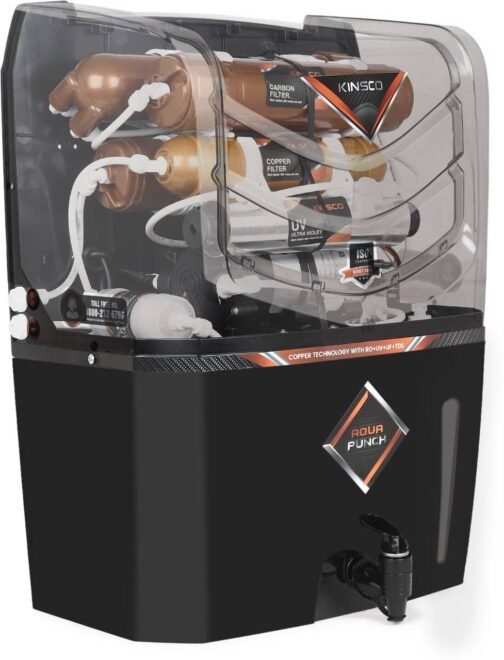Kinsco Aqua Punch 15 L RO + UV + UF + Copper + TDS Control Water Purifier with Prefilter  (Black)