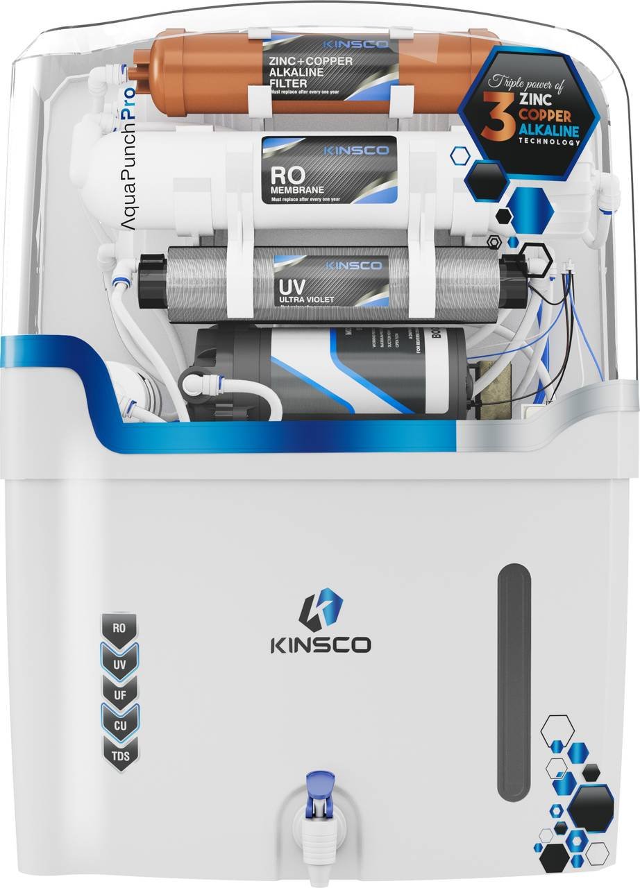 Kinsco Aqua Punch Pro ISI Mark 18 L RO + UF + UV + Copper + Alkaline + Mineralizer Water Purifier (White) - Image 2