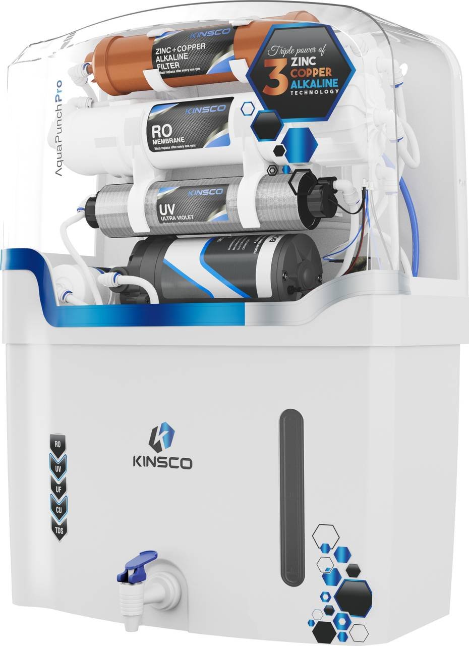 Kinsco Aqua Punch Pro ISI Mark 18 L RO + UF + UV + Copper + Alkaline + Mineralizer Water Purifier (White) - Image 3