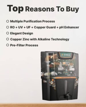 Kinsco Aqua Punch+ Zinc Copper and Alkaline 15 L RO + UV + UF + Copper Guard + pH enhancer Water Purifier with Prefilter  (Black)