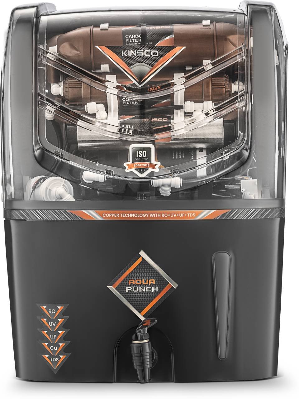 Kinsco Aqua Punch | Needs No Service for 2 Years | 15 L RO + UV + UF + Copper + TDS Control Water Purifier  (Black) - Image 2