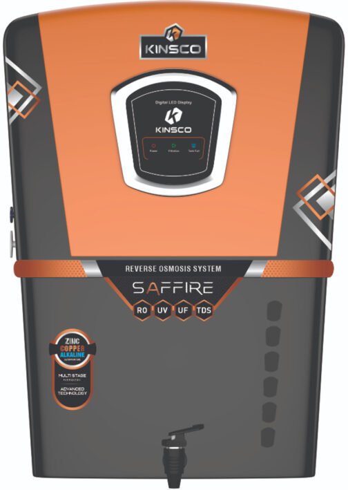 Kinsco Aqua Saffire LED Display With Zinc,Copper and Alkaline 15 L RO + UV + UF + Copper Guard + pH enhancer Water Purifier with Prefilter  (Black) - Image 2