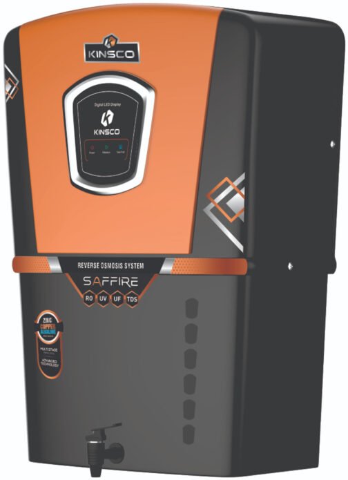 Kinsco Aqua Saffire LED Display With Zinc,Copper and Alkaline 15 L RO + UV + UF + Copper Guard + pH enhancer Water Purifier with Prefilter  (Black) - Image 3