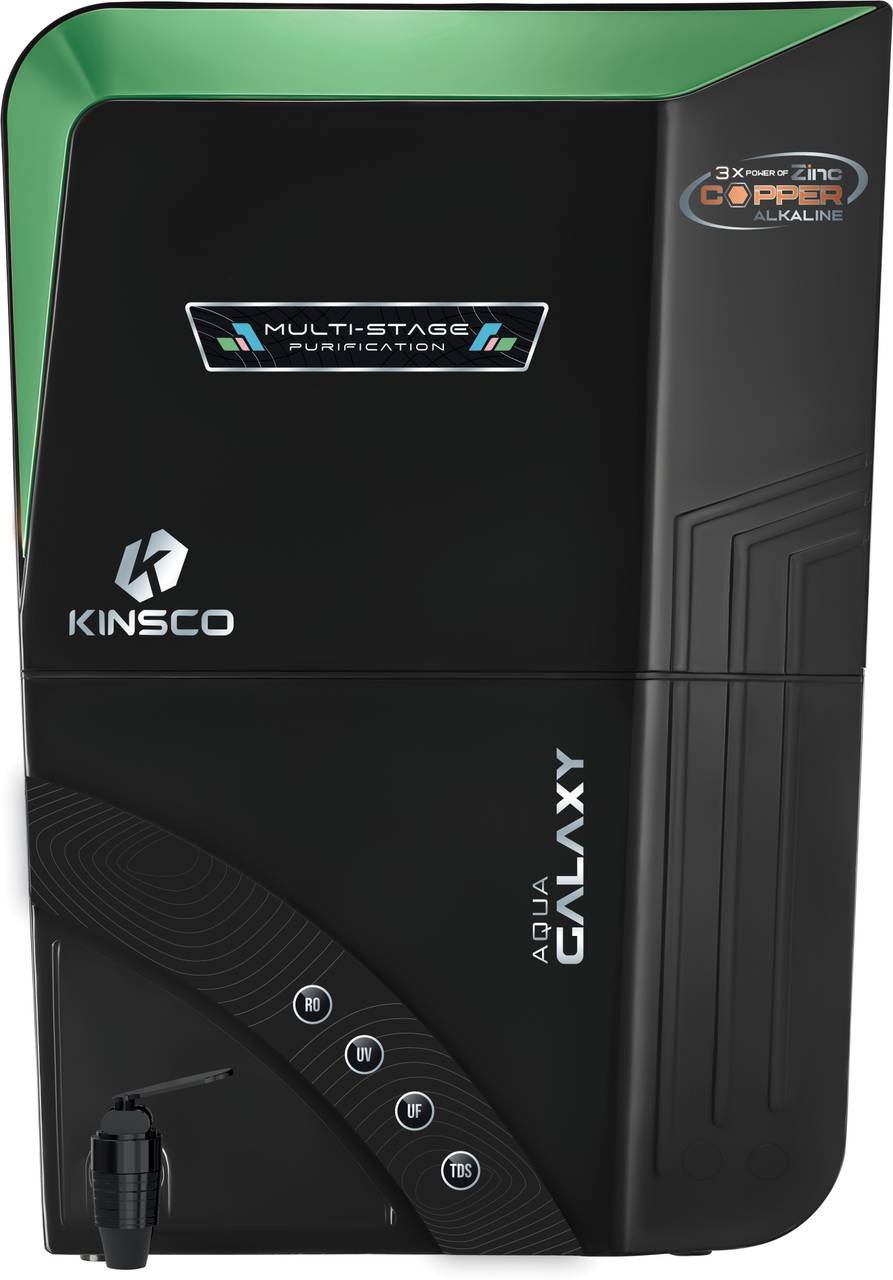 Kinsco Galaxy ISI Mark Green 16 L RO + UF + UV + Copper + Alkaline + Mineralizer Water Purifier (Black Green) - Image 2