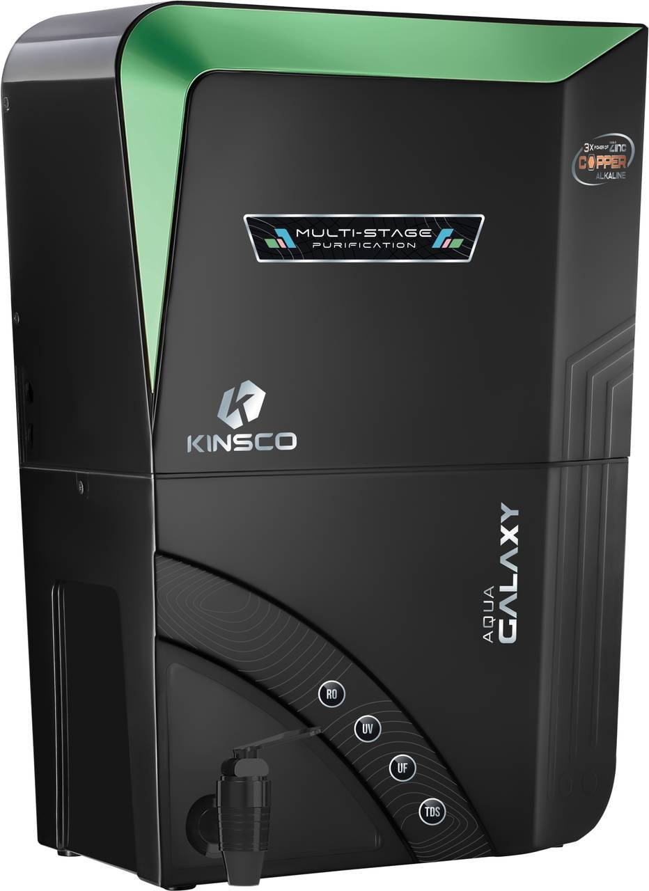 Kinsco Galaxy ISI Mark Green 16 L RO + UF + UV + Copper + Alkaline + Mineralizer Water Purifier (Black Green)