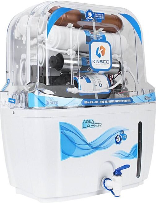 Kinsco Aqua Laser Copper 15 L RO + UV + UF + Copper Water Purifier with Prefilter  (White)